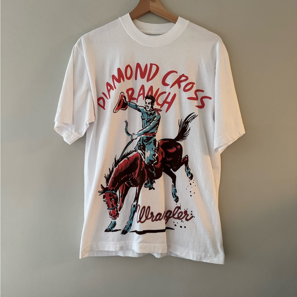 Wrangler White Short Sleeve Tee with Western Graphic